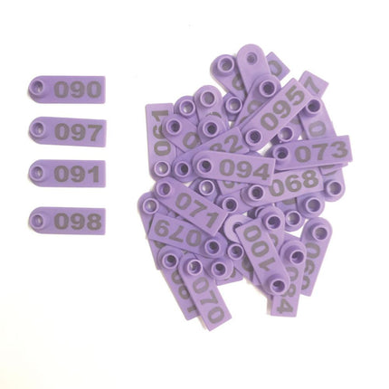 1-100 Cattle Number Ear Tags 5x2cm Purple Cow Sheep Pig Small Livestock Labels.
