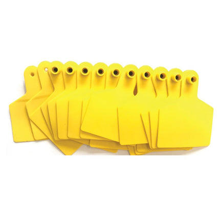 100x Cattle Ear Tags 7.5x10cm Set - XL Yellow Blank Cow Sheep Livestock Labels.