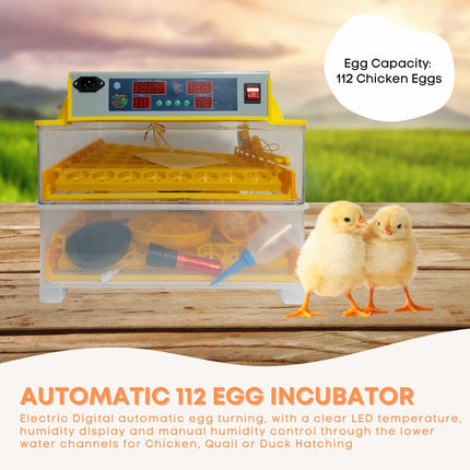 Rooster Farms Electric 112 Egg Incubator + Accessories for Chicken Quail Duck.