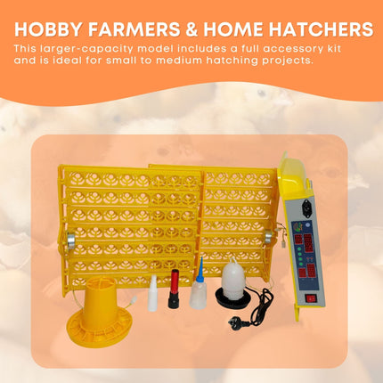 Rooster Farms Electric 112 Egg Incubator + Accessories for Chicken Quail Duck.