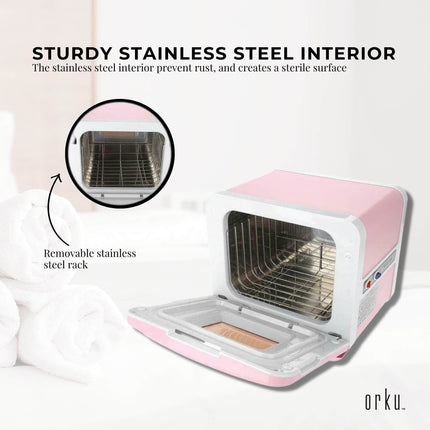 Orku 8L Pink Electric Towel Warmer UV Steriliser Cabinet Salon Heat Sanitiser.