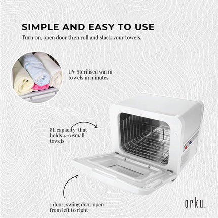 Orku 8L White Electric Towel Warmer UV Steriliser Cabinet Salon Heat Sanitiser.