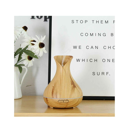 Essential Oil Aroma Diffuser Tulip Light Wood  -Ultrasonic Mist Humidifier.