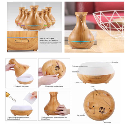 Essential Oil Aroma Diffuser Tulip Light Wood  -Ultrasonic Mist Humidifier.