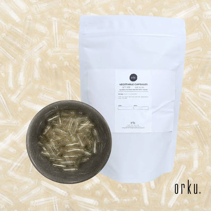 Orku 500x Empty Vegetable Capsules Size 00 - Unfilled Vegan Vege Clear Caps.