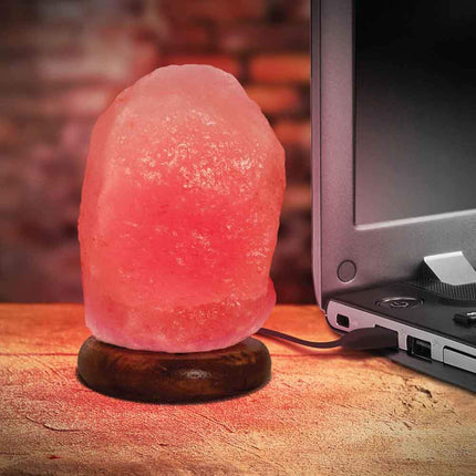 Orku Red USB Himalayan Pink Salt Lamp - Coloured Light Mini Natural Rock Crystal.