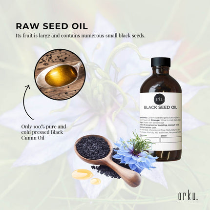 Orku 100ml Pure Black Seed Oil Cold Pressed 100% Ethiopian Nigella Sativa Cumin.