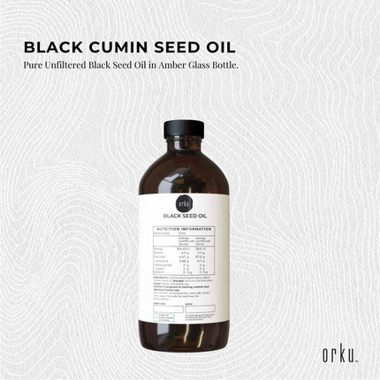 Orku 500ml Pure Black Seed Oil Cold Pressed 100% Ethiopian Nigella Sativa Cumin.