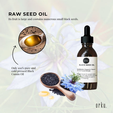 Orku 25ml Pure Black Seed Oil Cold Pressed 100% Ethiopian Nigella Sativa Cumin.