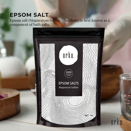 Orku 1Kg Epsom Salt - Magnesium Sulphate Bath Salts Skin Body.