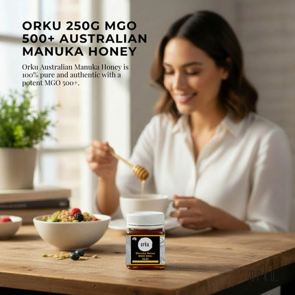 Orku 250g MGO 500+ Australian Manuka Honey - 100% Raw Natural Pure Jelly Bush.