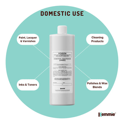 Kemmie 1L DMSO Liquid 99.9% Pure -  USP Grade Dimethyl Sulfoxide Solvent.