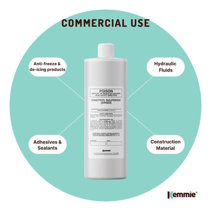 Kemmie 1L DMSO Liquid 99.9% Pure -  USP Grade Dimethyl Sulfoxide Solvent.
