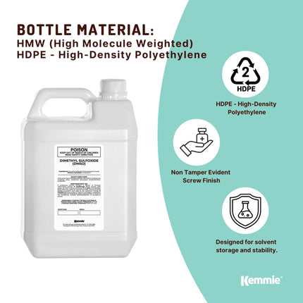 Kemmie 5L DMSO Liquid 99.9% Pure -  USP Grade Dimethyl Sulfoxide Solvent Bulk.