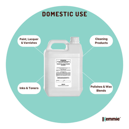 Kemmie 5L DMSO Liquid 99.9% Pure -  USP Grade Dimethyl Sulfoxide Solvent Bulk.
