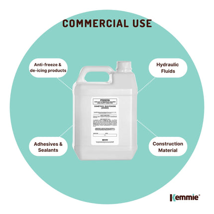 Kemmie 5L DMSO Liquid 99.9% Pure -  USP Grade Dimethyl Sulfoxide Solvent Bulk.