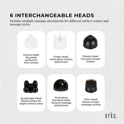 Orku Handheld Body Massager 6 Heads Adjustable Speed Neck Shoulder Back Legs Red.