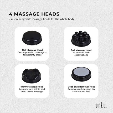 Full Body Vibration Handheld Massager - 4 Massage Heads Neck Shoulders Back Legs.