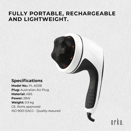 Full Body Vibration Handheld Massager - 4 Massage Heads Neck Shoulders Back Legs.