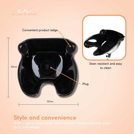 Ellie & Ruby Large Portable Hairdressing Salon Basin Hair Washing Deep Sink Bowl.