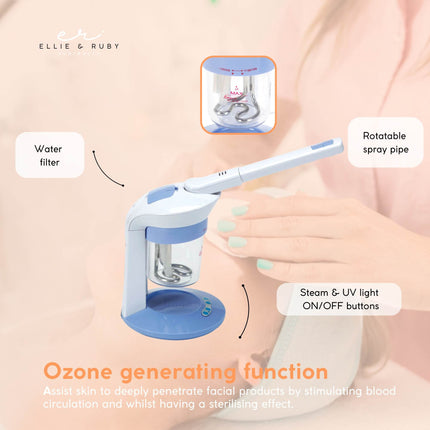 Ellie & Ruby 2-in-1 Facial Hair Steamer Ozone Steam Machine Portable Tabletop.