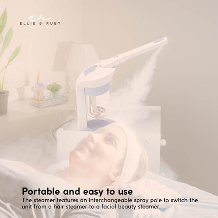 Ellie & Ruby 2-in-1 Facial Hair Steamer Ozone Steam Machine Portable Tabletop.