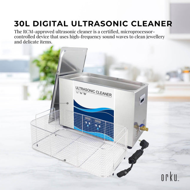 30L Digital Ultrasonic Cleaner Jewelry Ultra Sonic Bath Degas Parts Cleaning.