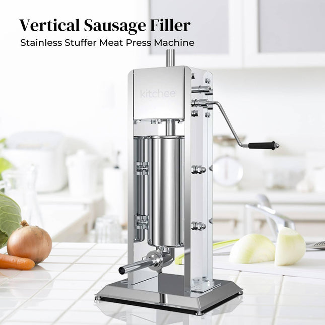 Kitchee 3L Manual Vertical Sausage Filler - Stainless Stuffer Meat Press Machine.