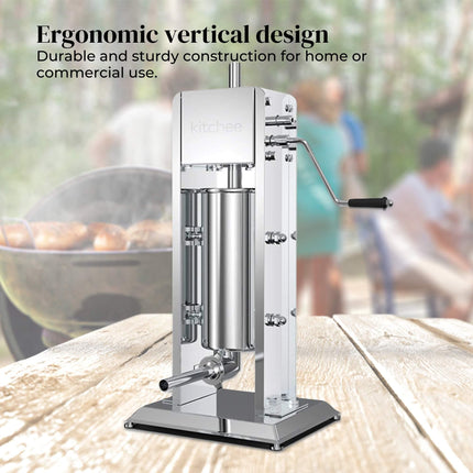 Kitchee 5L Manual Vertical Sausage Filler - Stainless Stuffer Meat Press Machine.
