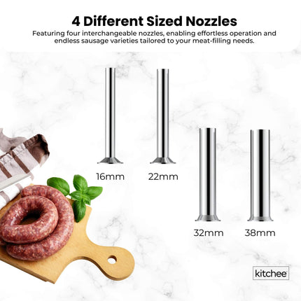 Kitchee 7L Manual Vertical Sausage Filler - Stainless Stuffer Meat Press Machine.
