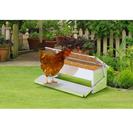11L Automatic Chook Chicken Feeder Poultry Auto Treadle Aluminium Metal Feeders.