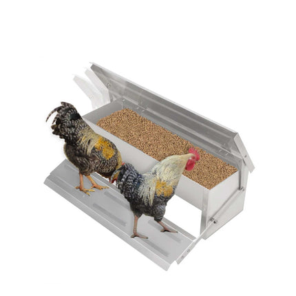 11L Automatic Chook Chicken Feeder Poultry Auto Treadle Aluminium Metal Feeders.