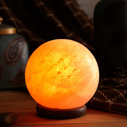 12V 12W 5" Ball Himalayan Pink Salt Lamp Carved Rock Crystal Light Bulb On/Off.