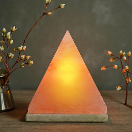 12V 12W Pyramid Himalayan Pink Salt Lamp Carved Rock Crystal Light Bulb On/Off.