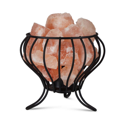 12W 12V Himalayan Pink Salt Lamp - Bud Iron Basket Rock Crystal Light Bulb On/Off Switch.