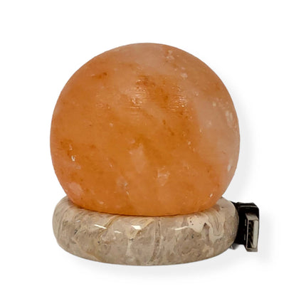 USB Himalayan Salt Lamp - Ball Sphere Carved Shape Pink Crystal Rock LED Light.
