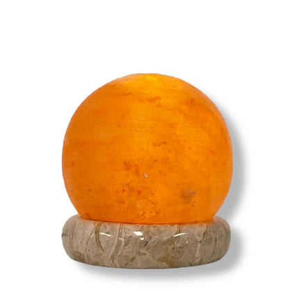 USB Himalayan Salt Lamp - Ball Sphere Carved Shape Pink Crystal Rock LED Light.