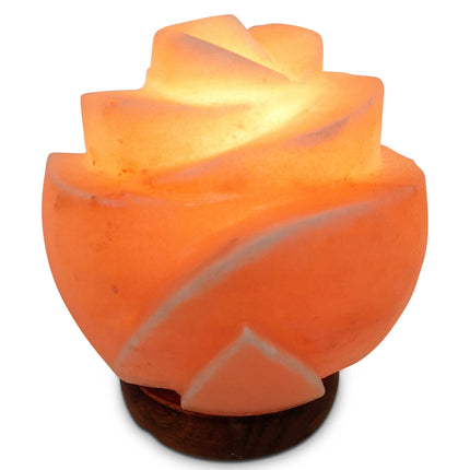 12V 12W Rose Himalayan Pink Salt Lamp Carved Flower Rock Crystal Light Bulb On/Off.