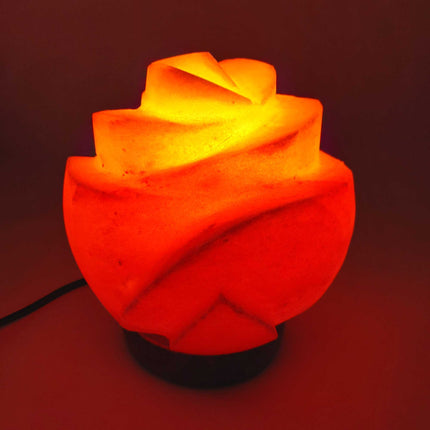 12V 12W Rose Himalayan Pink Salt Lamp Carved Flower Rock Crystal Light Bulb On/Off.
