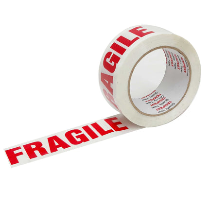 6x Fragile Packing Tape 48mmx75m Long Rolls Red White Packaging Adhesive Label.