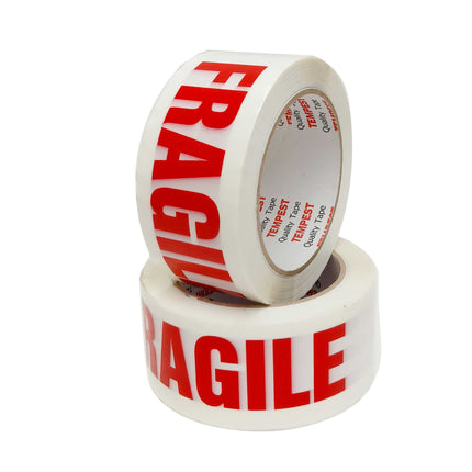6x Fragile Packing Tape 48mmx75m Long Rolls Red White Packaging Adhesive Label.
