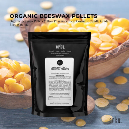 Orku 100g Organic Beeswax Pellets Yellow - Cosmetic Grade Pure Bees Wax Pastille.