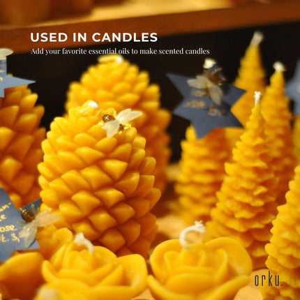 Orku 10Kg Organic Beeswax Pellets Yellow - Cosmetic Grade Bees Wax Pastilles Bulk.
