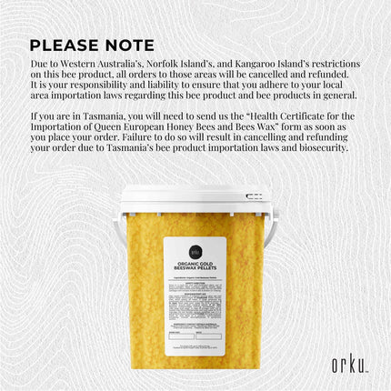 Orku 500g Organic Beeswax Pellets Yellow Tub - Cosmetic Grade Bees Wax Pastilles.