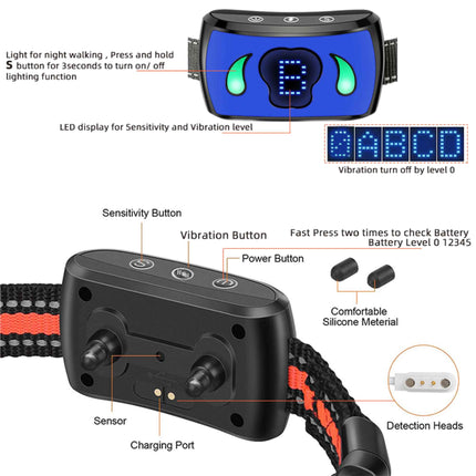 Dog Bark Collar - Vibration Magnetic Charging Waterproof Smart Barking Detection.
