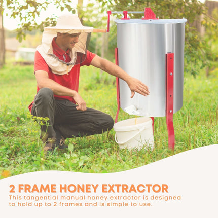 2 Frame Honey Extractor Stainless Manual Spinner Crank Honey Bee Hive Beekeeping.