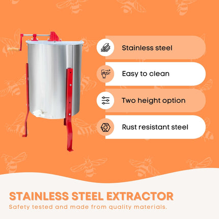 2 Frame Honey Extractor Stainless Manual Spinner Crank Honey Bee Hive Beekeeping.