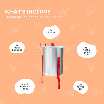 2 Frame Honey Extractor Stainless Manual Spinner Crank Honey Bee Hive Beekeeping.