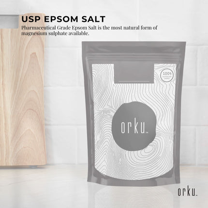 Orku 2Kg Epsom Salt - USP Grade Magnesium Sulfate Body Bath Salts.