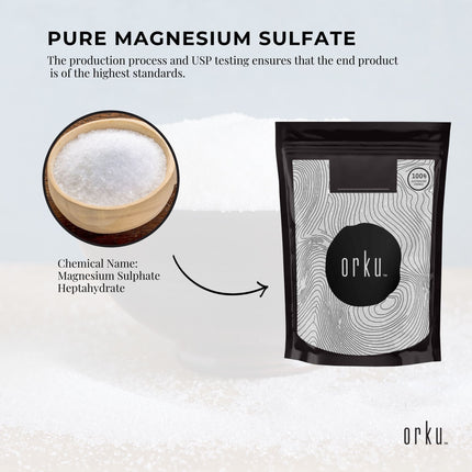 Orku 2Kg Epsom Salt - USP Grade Magnesium Sulfate Body Bath Salts.
